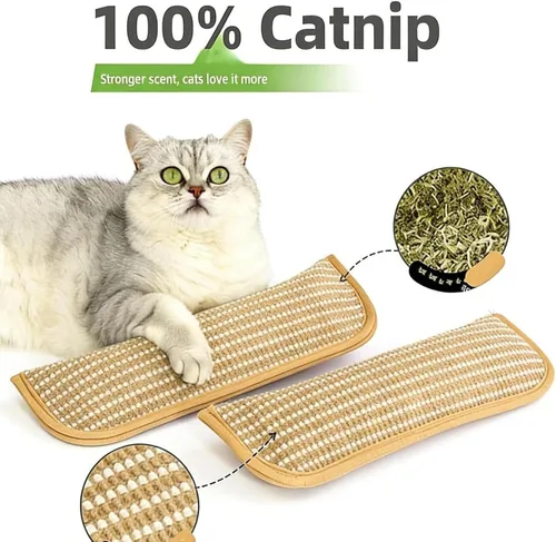 Vista 3 de Interactive Catnip Chew Toy for Indoor Cats, Refillable Sisal Catnip Kicker Pillow with Organic Catnips, Durable Teething & Scratching Toy for