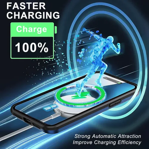 Vista 3 de Funda para iPhone 15 Plus compatible con MagSafe Charger plegable, soporte protector de cámara, superficie brillante brillante de doble capa