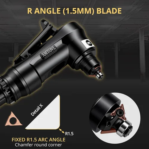 Vista 3 de AMTOVL 10 cabezales de corte triangulares en ángulo R para máquina de biselado neumática, insertos de torneado de carburo para mini chaflán de aire