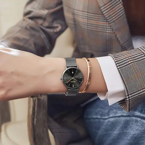 Vista 4 de Verhux Relojes de pulsera para mujer, de acero inoxidable de oro rosa, impermeable, analógico, de cuarzo, para mujer, regalos para ella