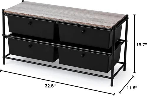 Vista 3 de DormCo Suprima® Cajones Multiusos con Estante - Negro/Roble Real Parte superior blanca/blanqueada