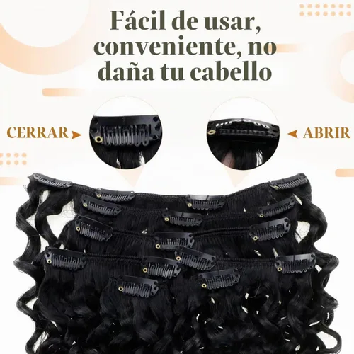 Vista 5 de Hetto Extensiones de cabello humano rizado con clip, color negro, 14 #1 Negro Azabache