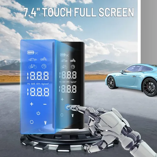 Vista 3 de Inflador de neumáticos Compresor de aire portátil, 150PSI Inalámbrico y 4 veces más rápido, Bomba de aire de 12000 mAh, Pantalla táctil completa