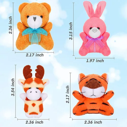 Vista 2 de Skylety Juego de 50 mini animales de peluche a granel, lindos animales de peluche, selva de safari, pequeño, decoración de llavero de peluche