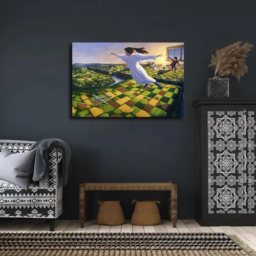 Vista 2 de VAKUUM Bedtime Aviation Rob Gonsalves - Póster de pintura en lienzo, arte de pared, impresión de imagen HD, arte moderno, oficina, sala de estar