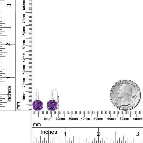 Vista 3 de Gem Stone King Aretes colgantes de plata de ley 925 de 0.315 in con piedra natal con piedra natal para mujer, joyería fina para su madre y esposa