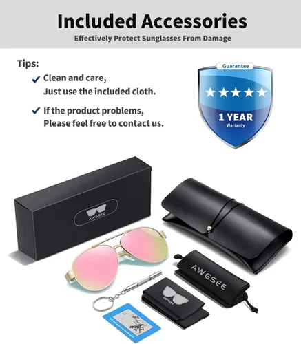 Vista 6 de Gafas de sol de aviador para mujer, polarizadas, protección UV, lentes espejadas