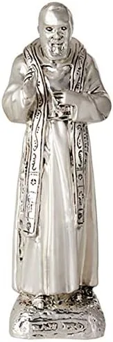Vista 3 de St. Padre Pio - Estatua italiana de plata de ley 925 Argento de 11 pulgadas