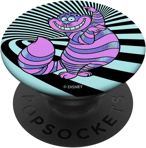 Vista 6 de Disney Alicia en el país de las maravillas Cheshire Cat Neon Stripes PopSockets MagSafe PopGrip para iPhone