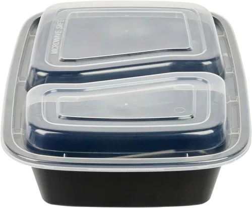 Vista 14 de Asporto - Cajas para llevar con compartimentos de 32 onzas, 50 recipientes para preparar comidas para microondas, 2 compartimentos, con tapas