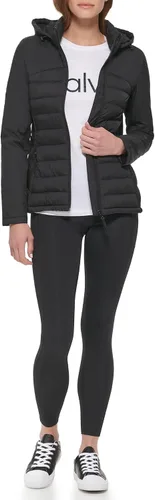 Vista 4 de Calvin Klein Paneles laterales ligeros de buceo para mujer con capucha y bolsillos con cremallera