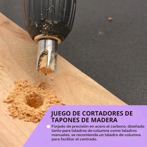 Vista 3 de Juego de brocas avellanadas, juego de 5 piezas biseladas para carpintería con vástago hexagonal de 1/4 pulgadas compatible con herramienta giratoria