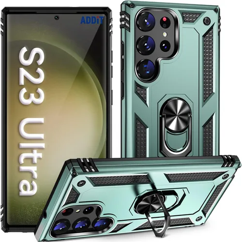 Vista 8 de ADDIT Funda S23 para Samsung Galaxy S23 de 6.1 pulgadas, con anillo de soporte, soporte ajustable, grado militar, protección resistente, a prueba