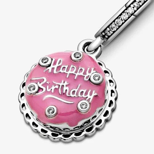 Vista 4 de EZ Tuxedo Abalorio de plata de ley 925 con texto en inglés Happy Bday para pulseras, Metal, circonita
