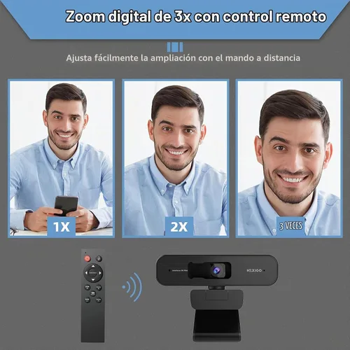 Vista 3 de NexiGo Cámara web con zoom N940P 2K con controles remotos y software, sensor Sony Starvis 1080P @60FPS Zoom 3X Micrófono estéreo dual