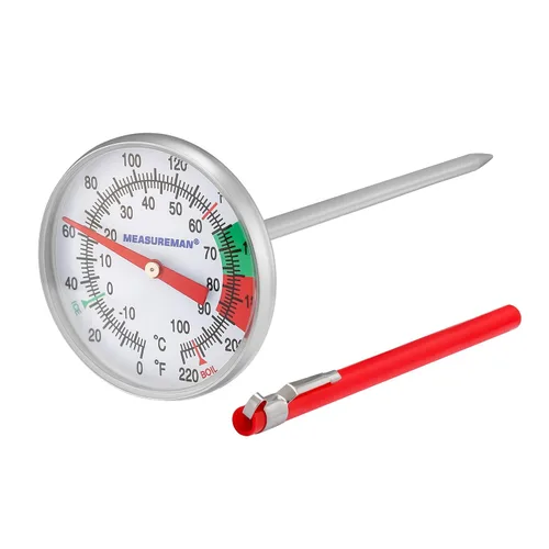 Vista 3 de MEASUREMAN Termómetro de Leche, Termómetro de Lectura Instantánea para Alimentos/Carne, Tamaño de Bolsillo, Apto para Lavavajillas, Rojo