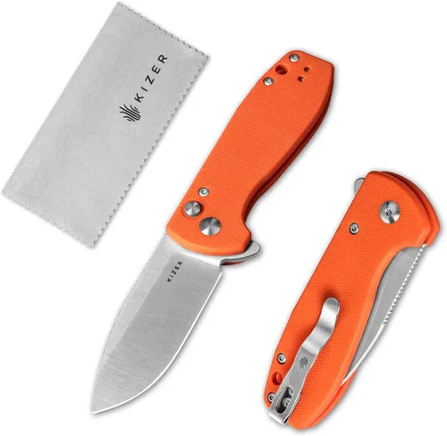 Vista 8 de Kizer Amicus Cuchillo de bolsillo pequeño, 2.95 pulgadas 9Cr18MoV hoja de acero, mango negro G10 plegable EDC cuchillo L3002A1