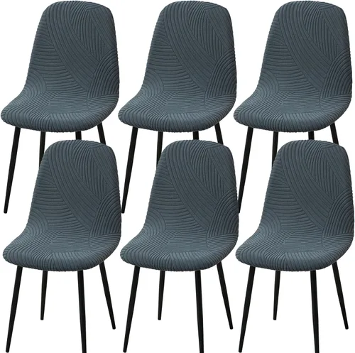 Vista 64 de HAOYONG Fundas para silla de comedor modernas de mediados de siglo, funda estampada para silla sin brazos, fundas elásticas para cocina, oficina