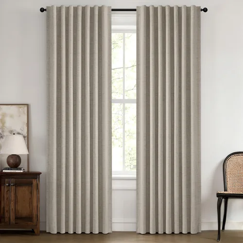 Vista 37 de MIULEE Cortinas de lino 100% opacas para dormitorio, marfil sólido, decoración de lujo, aislamiento térmico, cortinas oscurecedoras para sala