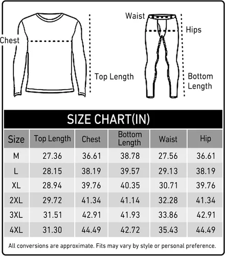 Vista 4 de YRW Ropa interior térmica para hombre con forro polar largo conjunto de capa base para clima frío M-4XL