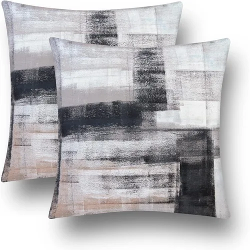 Vista 2 de chiinvent Juego de 2 fundas de almohada abstractas de terciopelo blanco y negro, fundas de almohada modernas, color gris, suaves, elegantes