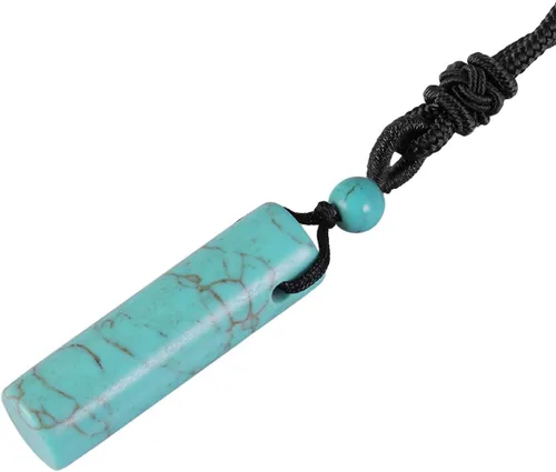 Vista 2 de SUNYIK Collar con colgante de piedra de cristal curativo para mujeres y hombres, colgante cilíndrico de amuleto con cuerda de nailon ajustable