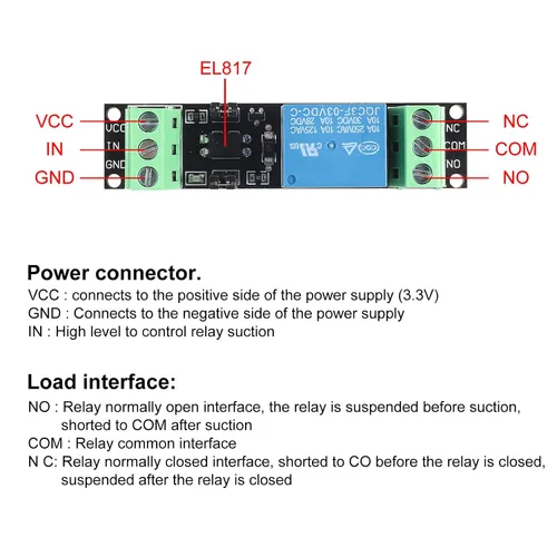 Vista 6 de 10 unids 1 canal DC 3V/3.3V relé módulo de interruptor de alimentación con optoacoplador módulo de relé aislado placa de control de unidad para IOT