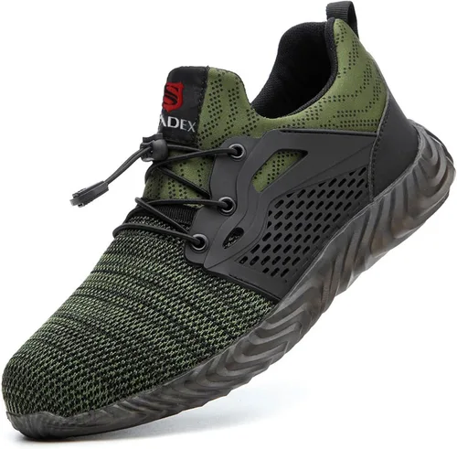 Vista 41 de SUADEX Zapatos deportivos con punta de acero para hombres y mujeres, indestructibles, ligeros, cómodos, antideslizantes, puntera compuesta