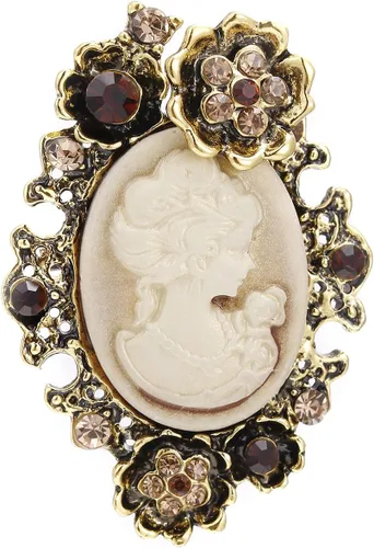 Vista 25 de LUREME Vintage Elegante Dama Victoriana Belleza Cameo con Broche de Cristal Pin (br000017)