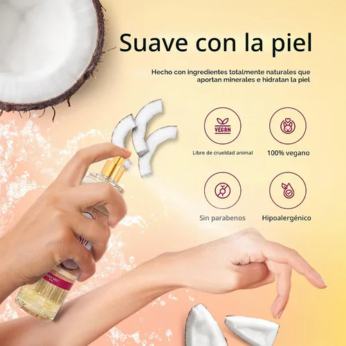 Vista 5 de Lujosa bruma corporal de coco con fragancia fina, regalos perfumados de lujo cálidos y acogedores para mujeres, botella de spray de bruma fina de 8
