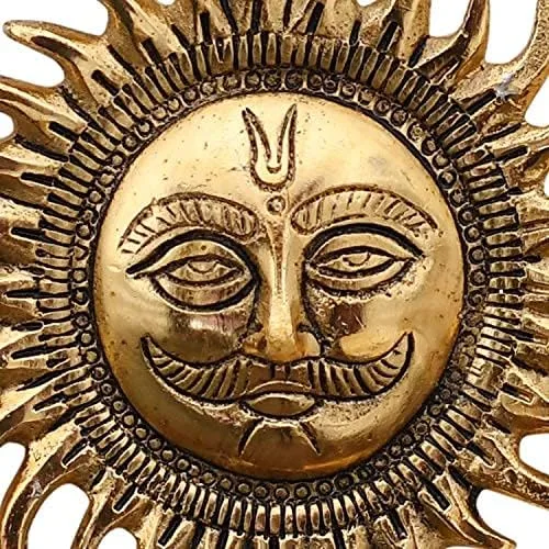Vista 5 de Frienemy Presents Surya Dev - Escaparate decorativo para colgar en la pared, cara de ídolo del sol, estatua de Vastu para el hogar, oficina