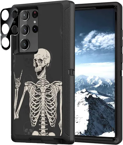 Vista 10 de Funda compatible con Samsung Galaxy S22 Ultra, diseño de bandera estadounidense antigua con protector de lente de cámara resistente