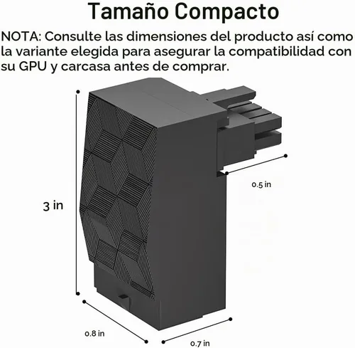 Vista 6 de 12VHPWR Adaptador de 90 grados: Conector de alimentación GPU de 16 pines 600W Pcie5.0 Adaptador de corriente de ángulo recto para tarjeta gráfica