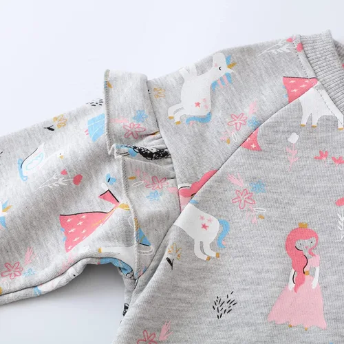 Vista 3 de Sudaderas de manga larga para niñas pequeñas, sudadera con estampado de dinosaurio, unicornio, 2-7T