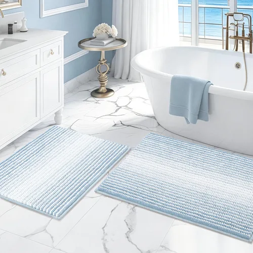 Vista 53 de BSICPRO Tapetes de baño de felpilla, 20 x 32 pulgadas, antideslizantes, absorbentes, suaves, peludos, para baño, lavables a máquina (salvia)