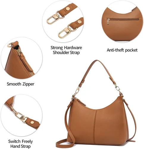 Vista 5 de Keyli Bolsos pequeños de hombro para mujer, bolso pequeño impermeable de piel sintética suave para el trabajo, compras