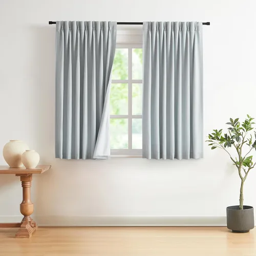 Vista 56 de Vision Home Cortinas marrones con pliegues pinzados, opacas completas, cortinas de ventana de lino mezclado para oscurecer la habitación, cortinas