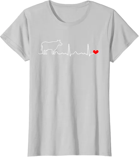 Vista 23 de Camiseta de paciente con corazón I Love My Cow Valve EKG Heartbeat Heart Pacient, Negro, S