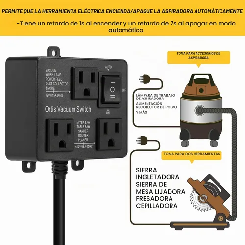 Vista 3 de Interruptor de vacío automático, interruptor de vacío Ortis para más herramientas eléctricas, retarda el encendido/apagado del vacío para evitar