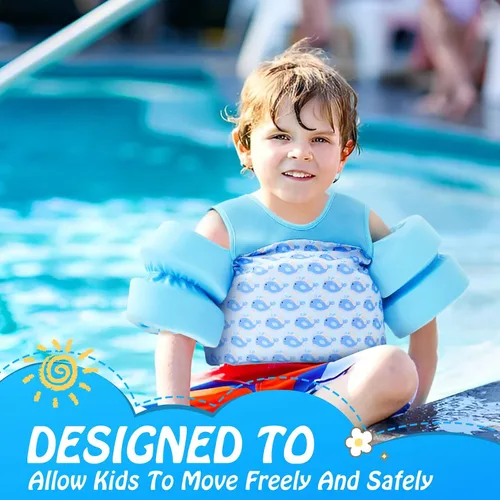Vista 6 de COVACURE Toddler Swim Vest - Swim Float for Girls and Boys 22-66lbs, Toddler Floaties for Child Learn Swiming Training, Infant Safety Swim Aid