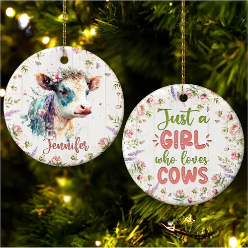Vista 33 de Hyturtle Adorno de Navidad personalizado para los amantes de los osos, adorno de cerámica con nombre personalizado de Just A Girl Who Loves Bears