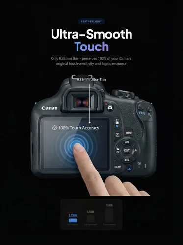 Vista 7 de iDaPro Protector de pantalla para Canon EOS Rebel T7 T6 T5 2000D 1300D 1200D [3 piezas] + cordón de mano [1 unidad], vidrio templado, arañazos