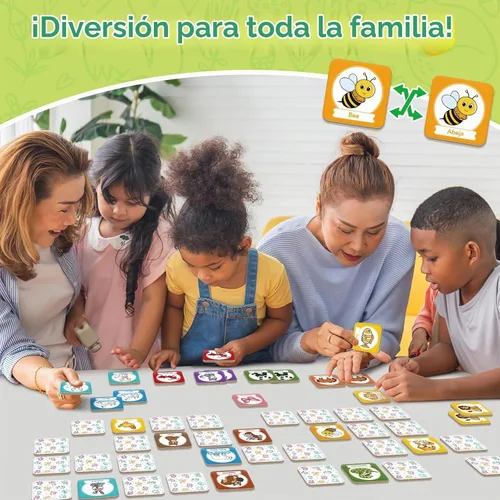 Vista 6 de Edulok Juego de tarjetas de memoria, juego de partidos para niños pequeños, aprender español para niños, tarjetas flash bilingües, juguetes