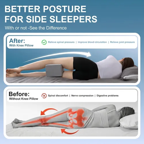 Vista 5 de UJPFEO Almohada de rodilla para personas que duermen de lado, almohada refrescante de espuma viscoelástica para dormir entre las rodillas, almohada