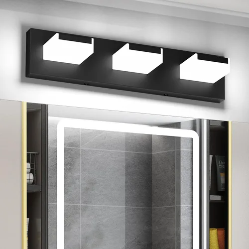Vista 3 de Aipsun Moderna lámpara LED de tocador de baño con 3 luces, luz blanca de 6000 K sobre espejo