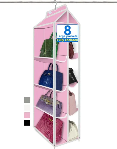 Vista 16 de Organizador de bolso, nuevo mejorado más grande, organizador de bolso para armario, ganchos resistentes, almacenamiento de bolso, material duradero