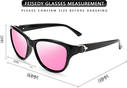 Vista 24 de FEISEDY Gafas de sol polarizadas vintage para mujer, elegantes gafas de sol Cateye B2476