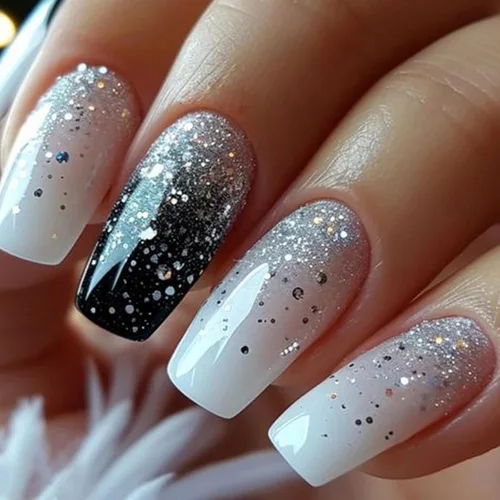 Vista 16 de MISUD - Uñas postizas largas con forma de ataúd, con diseño gótico de vampiro en negro y rojo, acrílico, 24 piezas