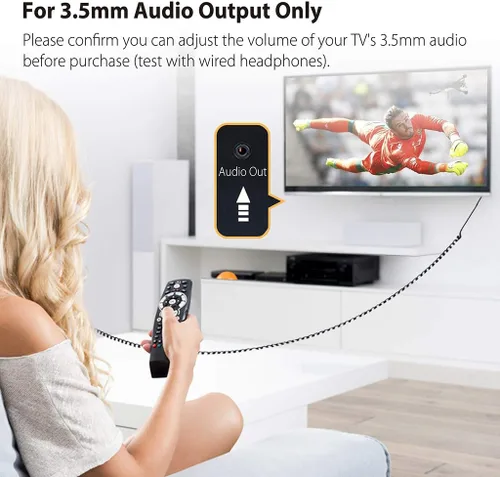 Vista 4 de Avantree HF027 - Auriculares de cable largo para TV y PC, cable de extensión de 18 pies con micrófono y cable de bobina de resorte extralargo