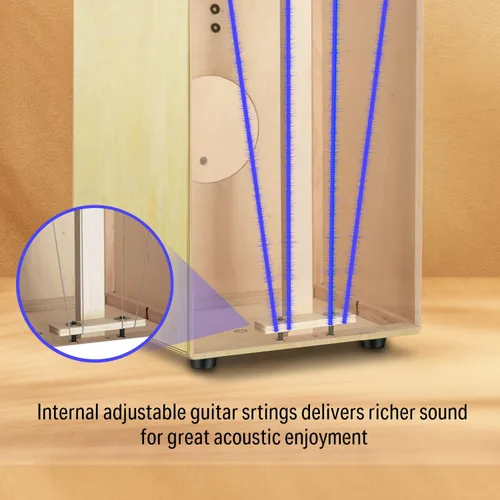 Vista 2 de Donner Cajón de tambor de percusión, instrumento de tamaño completo con cuerdas y estuche, caja de ritmo de madera de abedul, cajón de percusión